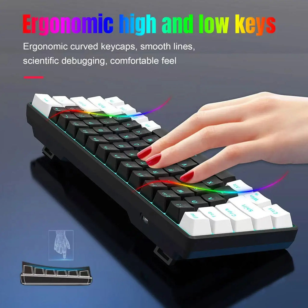60% Mechanical Keyboard, Gaming Keyboard With Blue Switches And Sea Blue Backlit Small Compact