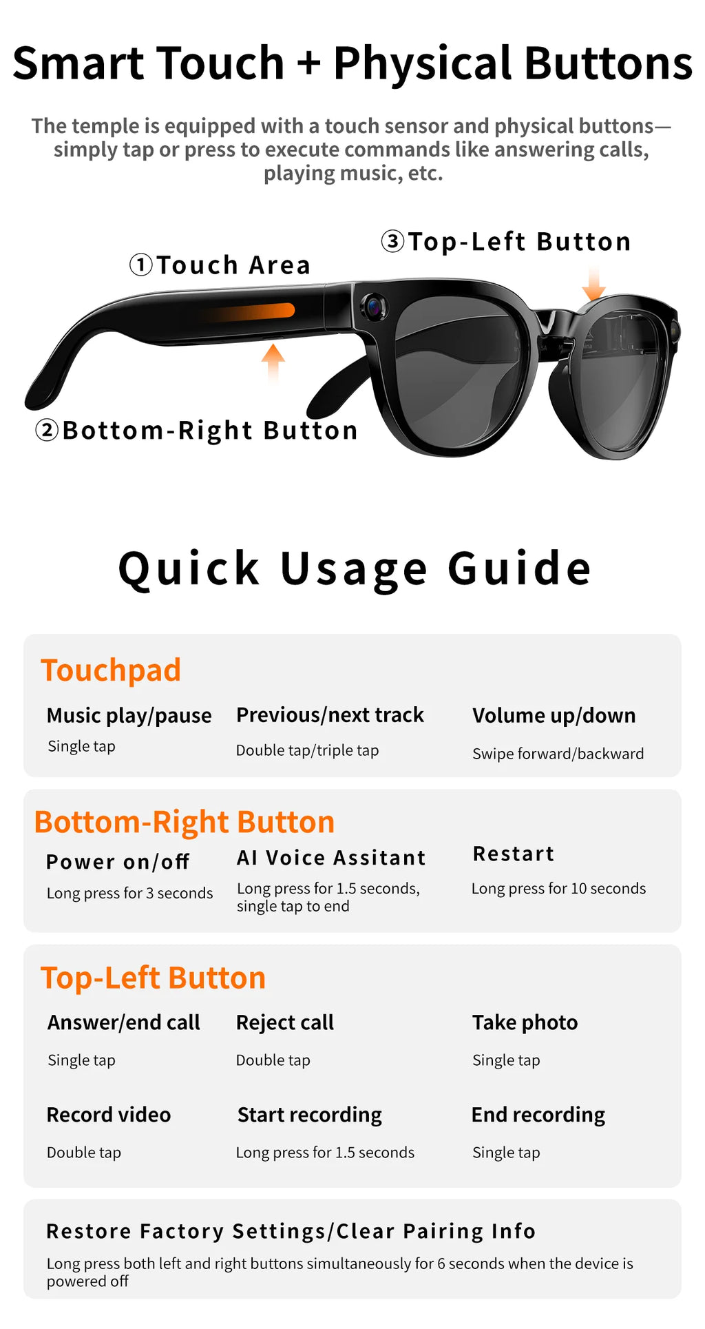 2026 AI Smart Glasses 800W Pixel Camera Translation Glasses Photo Video Recording Bluetooth 5.4 Call Waterproof Smart Sunglasses