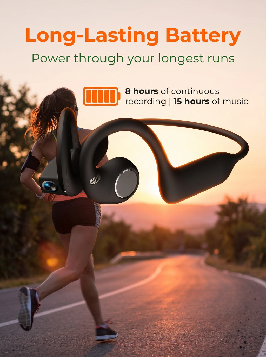 AI Camera Headphones 8MP HD Recording Smart AI Translation Ear Hanging Air Conduction Earphones Bluetooth Outdoor Cycling Record