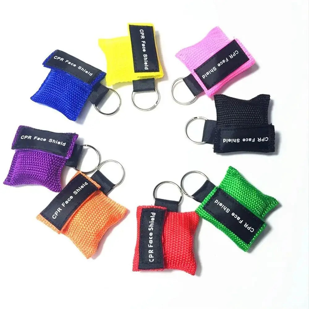 Disposable CPR Mask One-way Valve Professional Emergency Face Shield Mouth Breath Keychain Ring Resuscitator Mask Travel Pocket