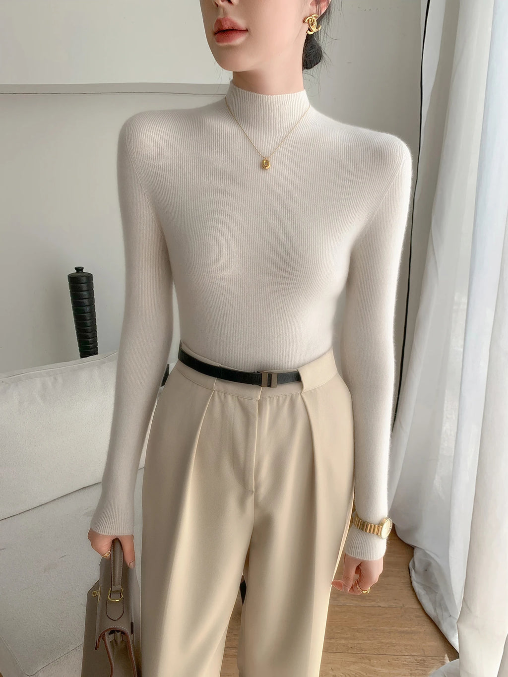 Fashion Woman Autumn Winter Sweater Elegant Female Merino Wool Knitwear Slim Pullover Cashmere Lady Long Sleeve Clothing Tops