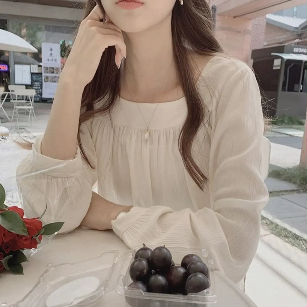 Simple White Shirts & Blouses For Women Crop Japanese Harajuku Fashion Woman Top Offer High Quality Clothing Trend 2025 Novelty