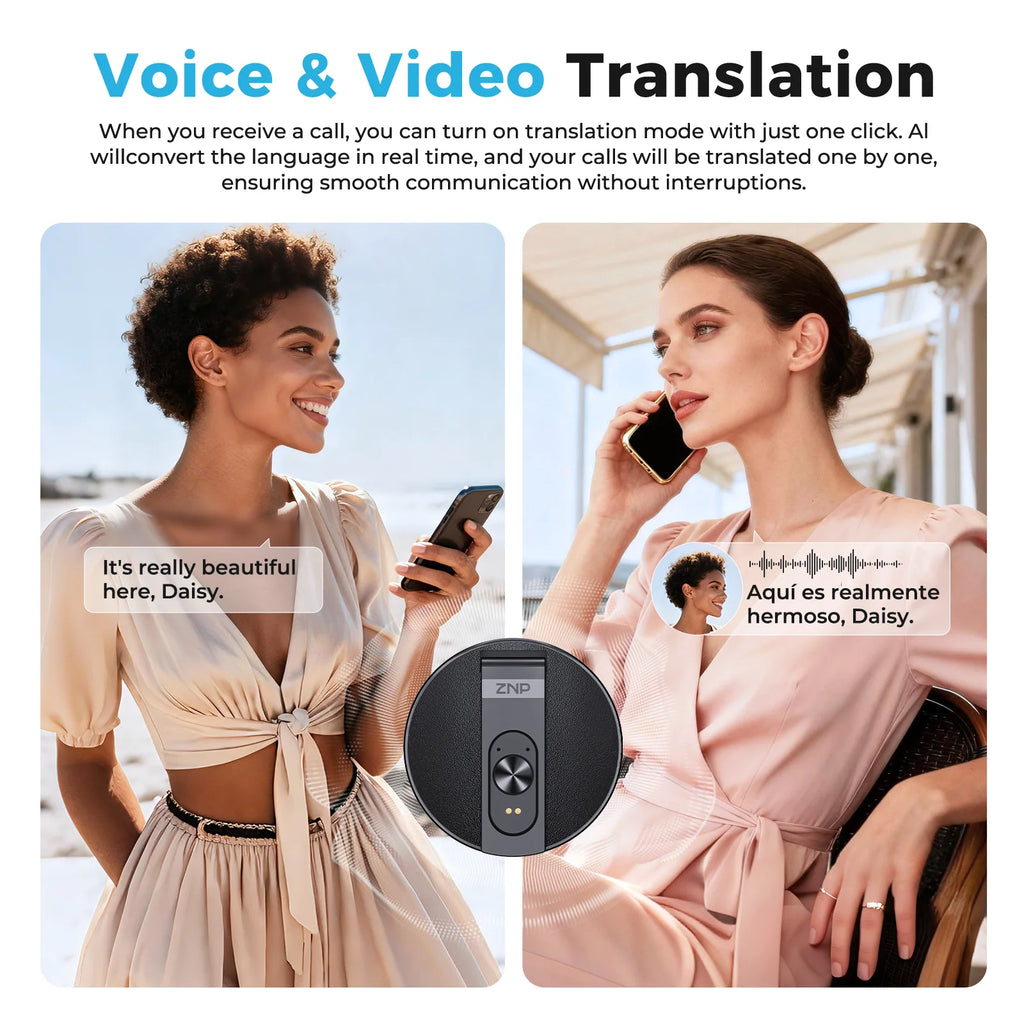Wireless Bluetooth AI Voice Translator ZNP Magnetic Ultra-thin 150+ Languages Portable Phone Stand Supports Offline For Office
