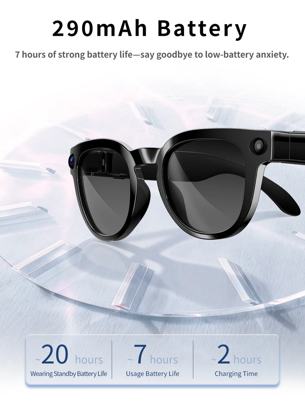 2026 AI Smart Glasses 800W Pixel Camera Translation Glasses Photo Video Recording Bluetooth 5.4 Call Waterproof Smart Sunglasses