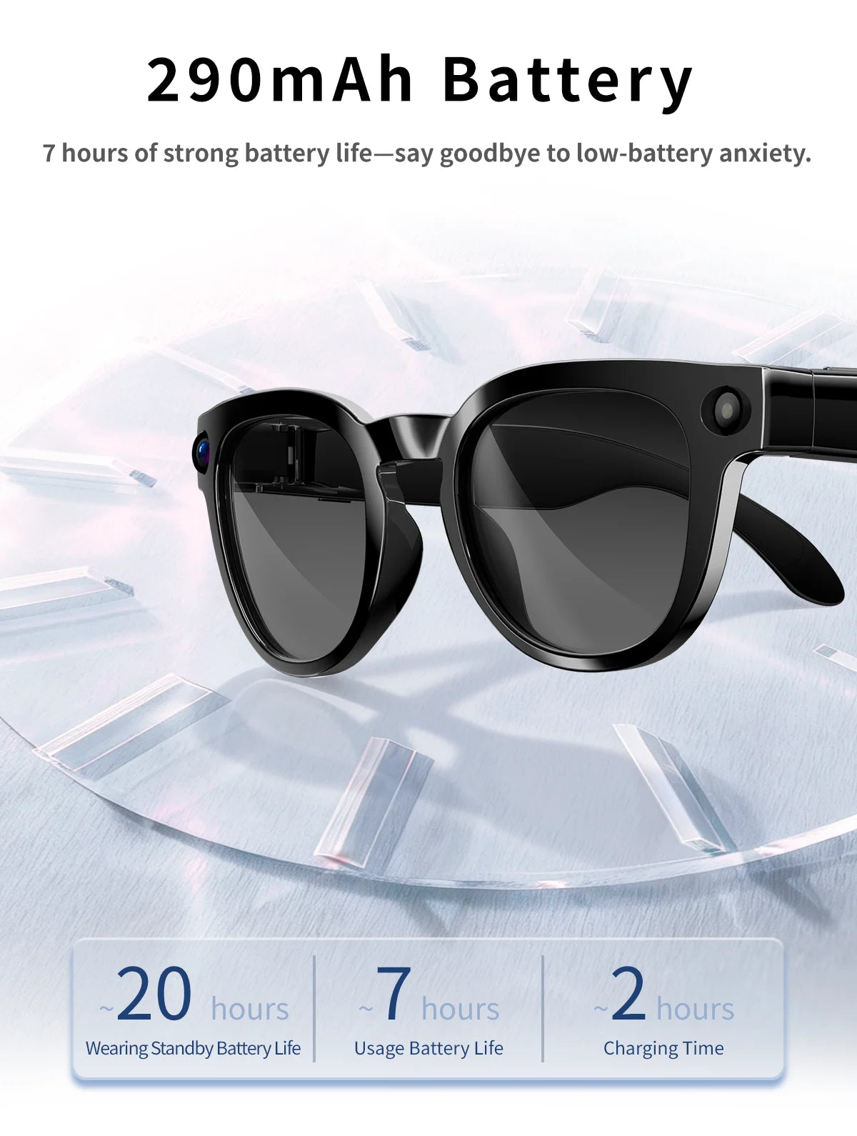 2026 AI Smart Glasses 800W Pixel Camera Translation Glasses Photo Video Recording Bluetooth 5.4 Call Waterproof Smart Sunglasses
