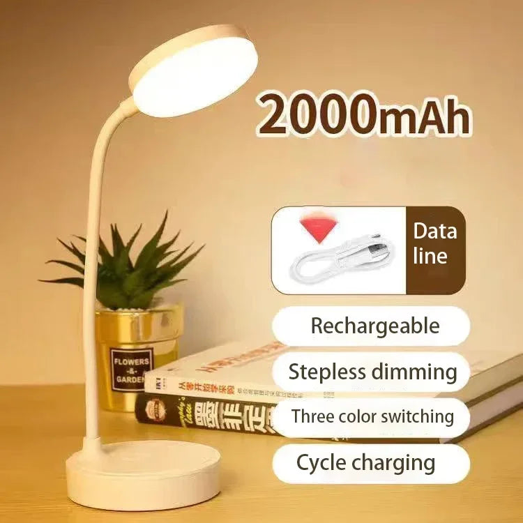 Flexible LED Desk Lamp with 3-Level Dimmer, USB Powered, Eye-Caring, Warm, White Light, Perfect for Home, Office, Reading, Study