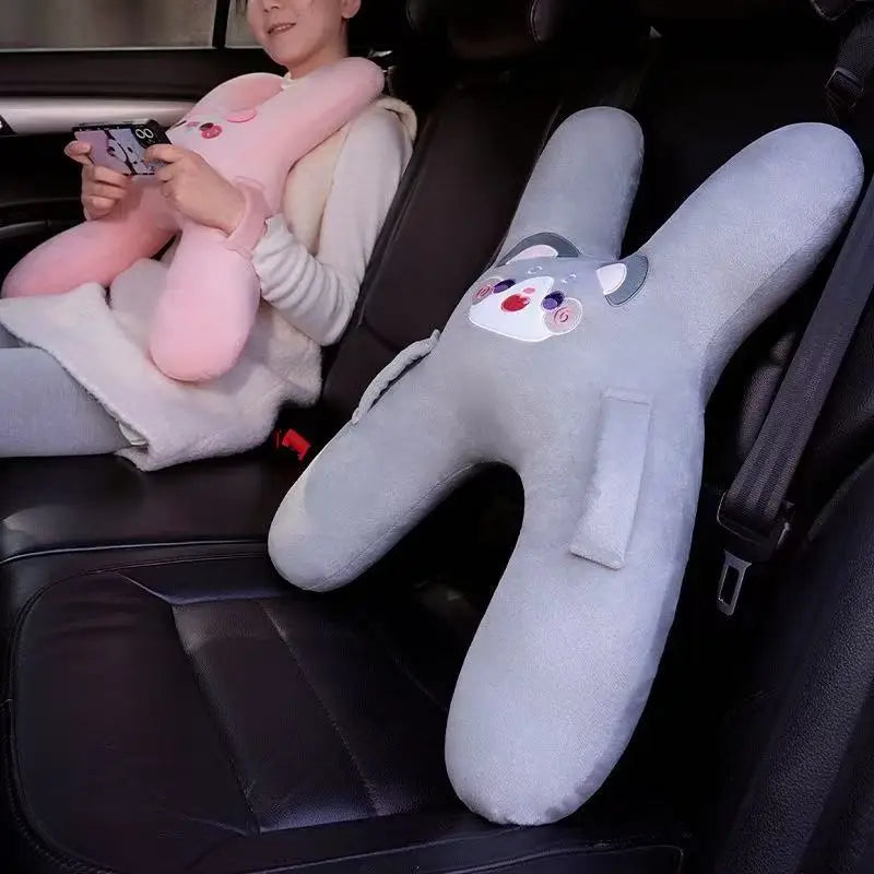 Prevent Leaning Head Back Seat Sleeping Comfort During Long Distance Travel Kids Car Neck Pillow with Seat Belt Safety Sleep Aid