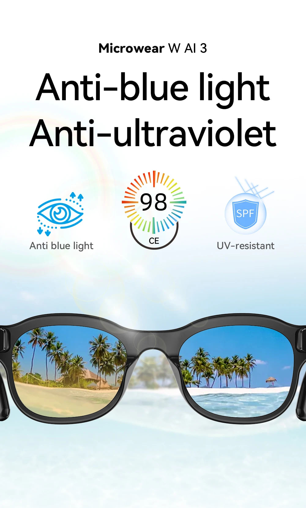 2026New AI Smart Glasses 3Lens 13MP Camera 4K Video Recording 100+ AI Languages Translation Sunglasses Bluetooth Call Music Play