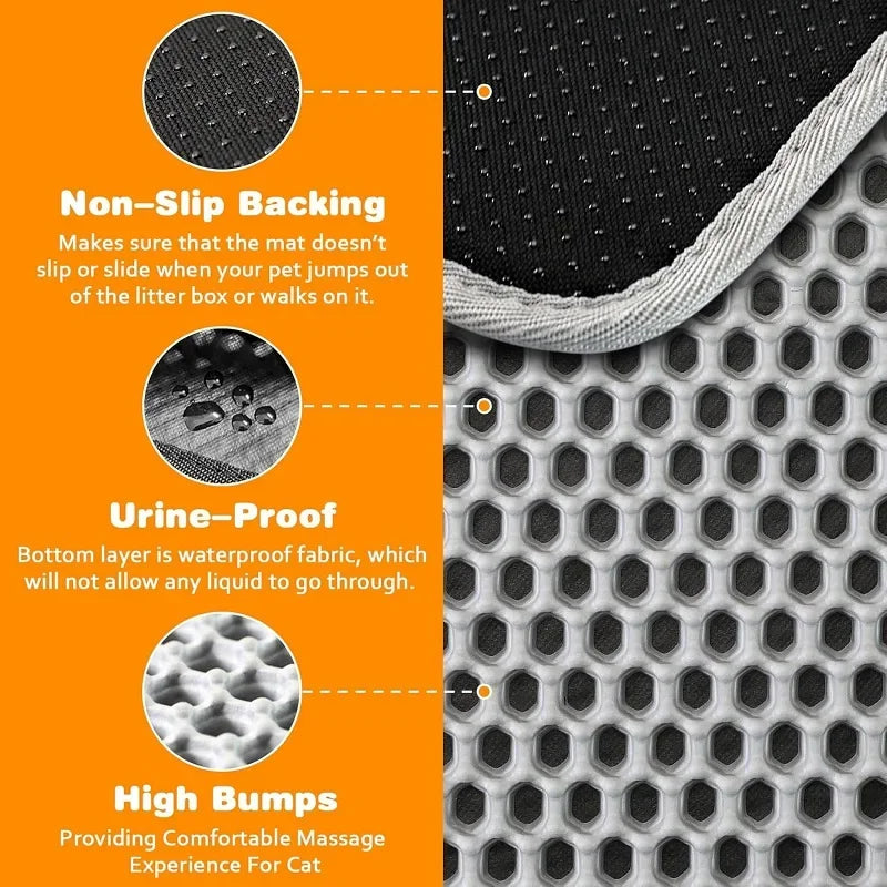 Cat Litter Mat Heavy Duty Waterproof 2 Layer Non Slip Washable Pet Floor Protector Litter Box Sand Stopper Pet Product
