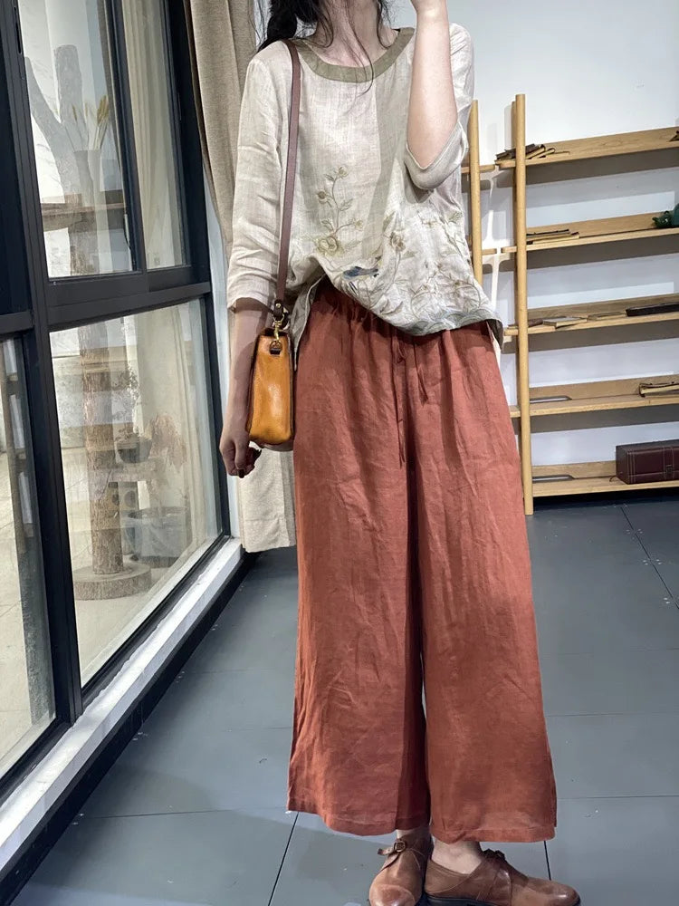 THHONE Summer Fashion Woman Tees 2025 Floral O-Neck T Shirt Tops Casual Vintage Patchwork Loose Embroidery Camisetas Top Mujer