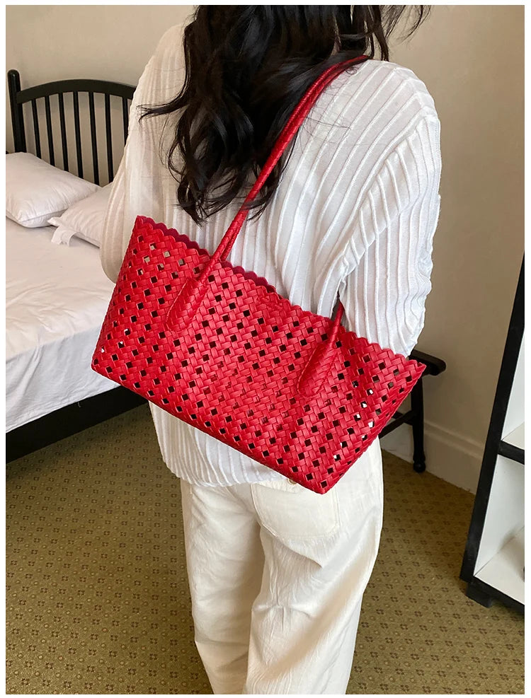 Fashion Woman Shoulder Bags for Women 2026 Brand Luxury Designer Bag Female Totes Purses Ladies Woven Shoulder Handbag Summer
