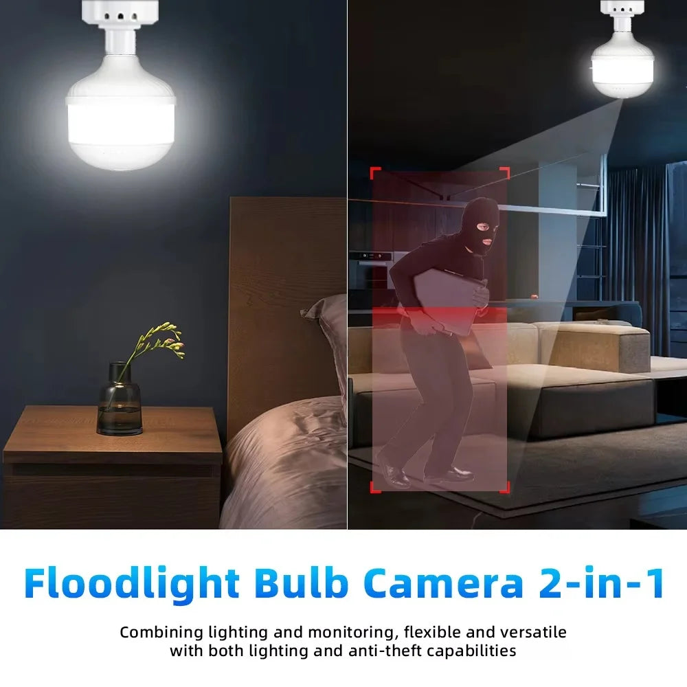 V380 PRO App Fisheye Len 360 Panoramic View E27 Socker Holder Bulb 3MP Camera Night Vision WiFi CCTV Camera