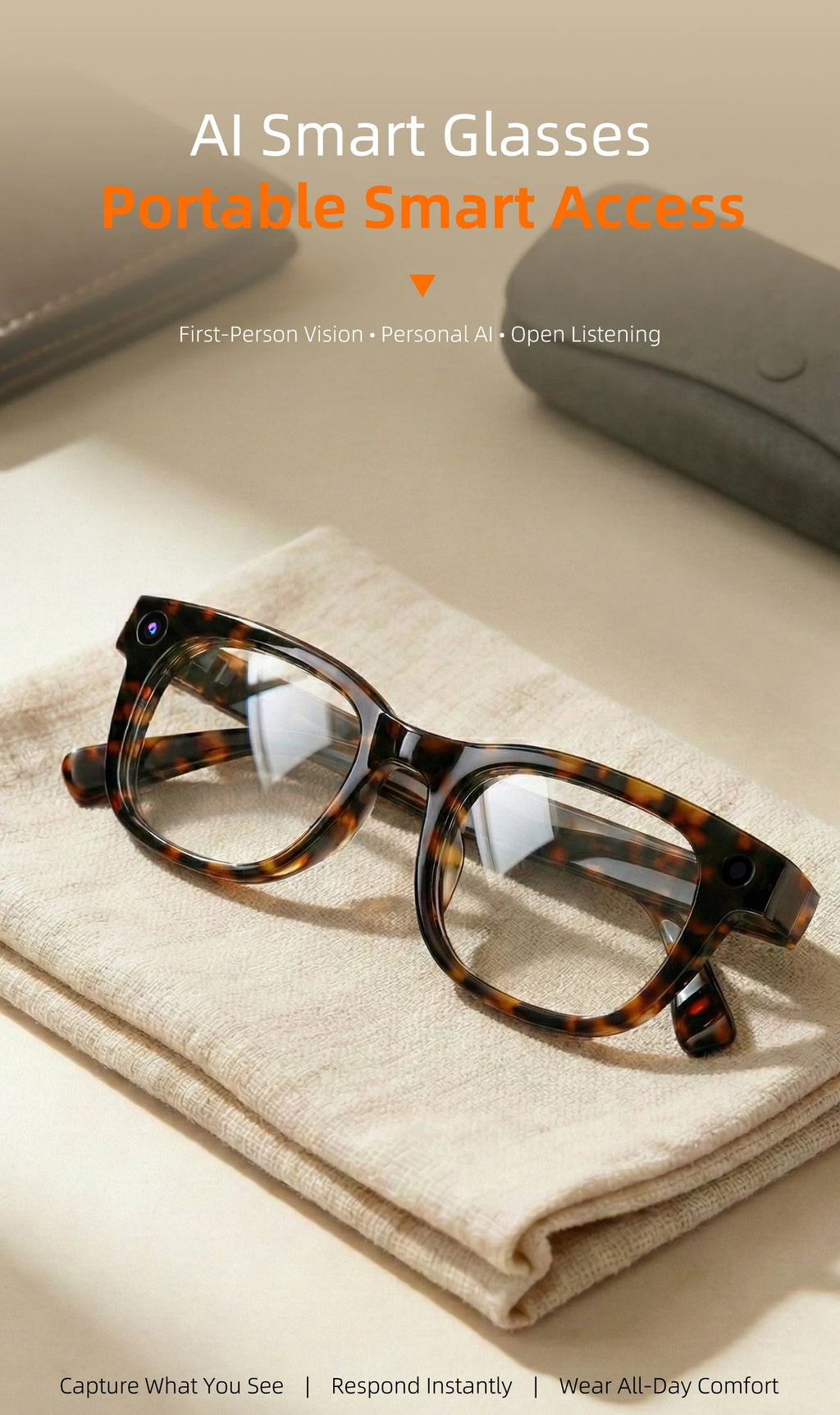2026New AI Smart Glasses 1300W HD Camera Glasses Photo Recognition Video Record Translation Call Waterproof Sunglasses Men Women