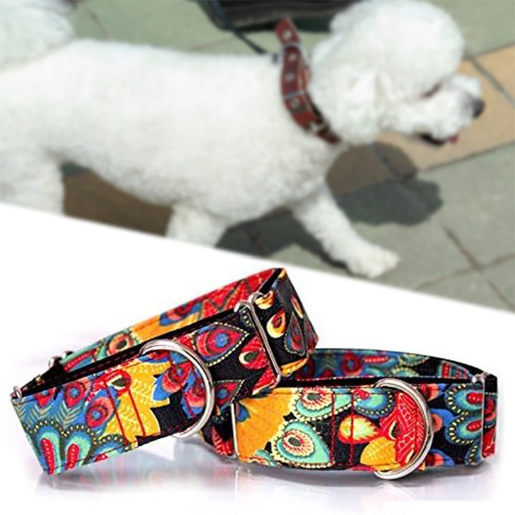 Hand-made Personalized Fabric Super Strong Reefs Dog Collar Adjustables Martingale Collar Tear Resistant for Small Large Dog