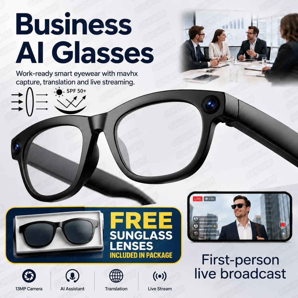 GML5.2 AI New Smart Glasses 1300W Camera Live Streaming Real-Time Translation Meeting Assistant Audio And Video Calls AI Glasses