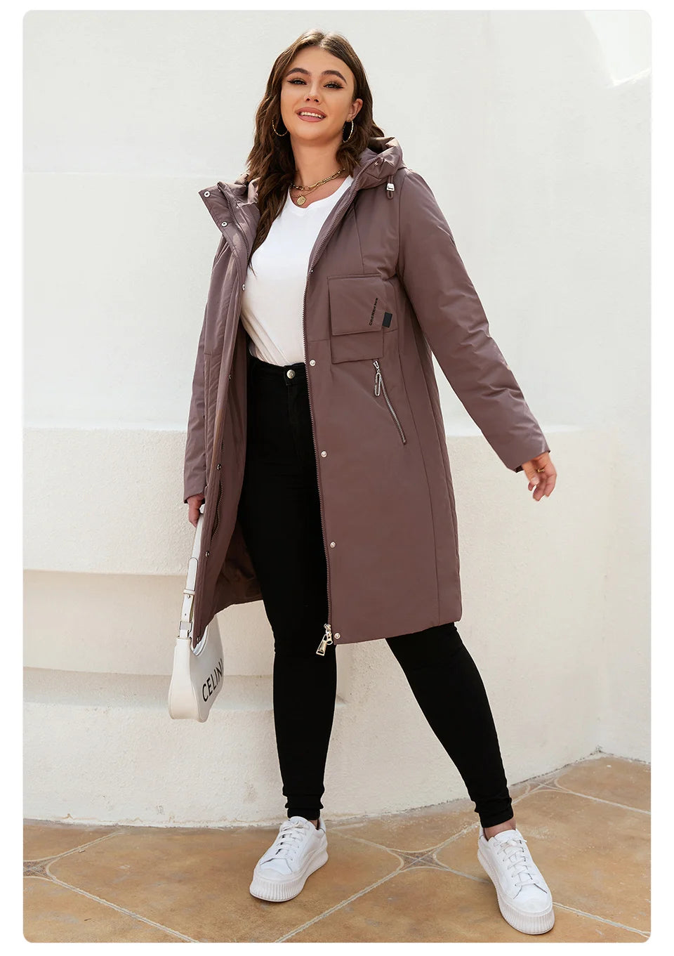 GASMAN women's jacket spring 2022 long Fashion Woman coat hooded waistline casual Outwear Brand High-Quality lady parkas 8293