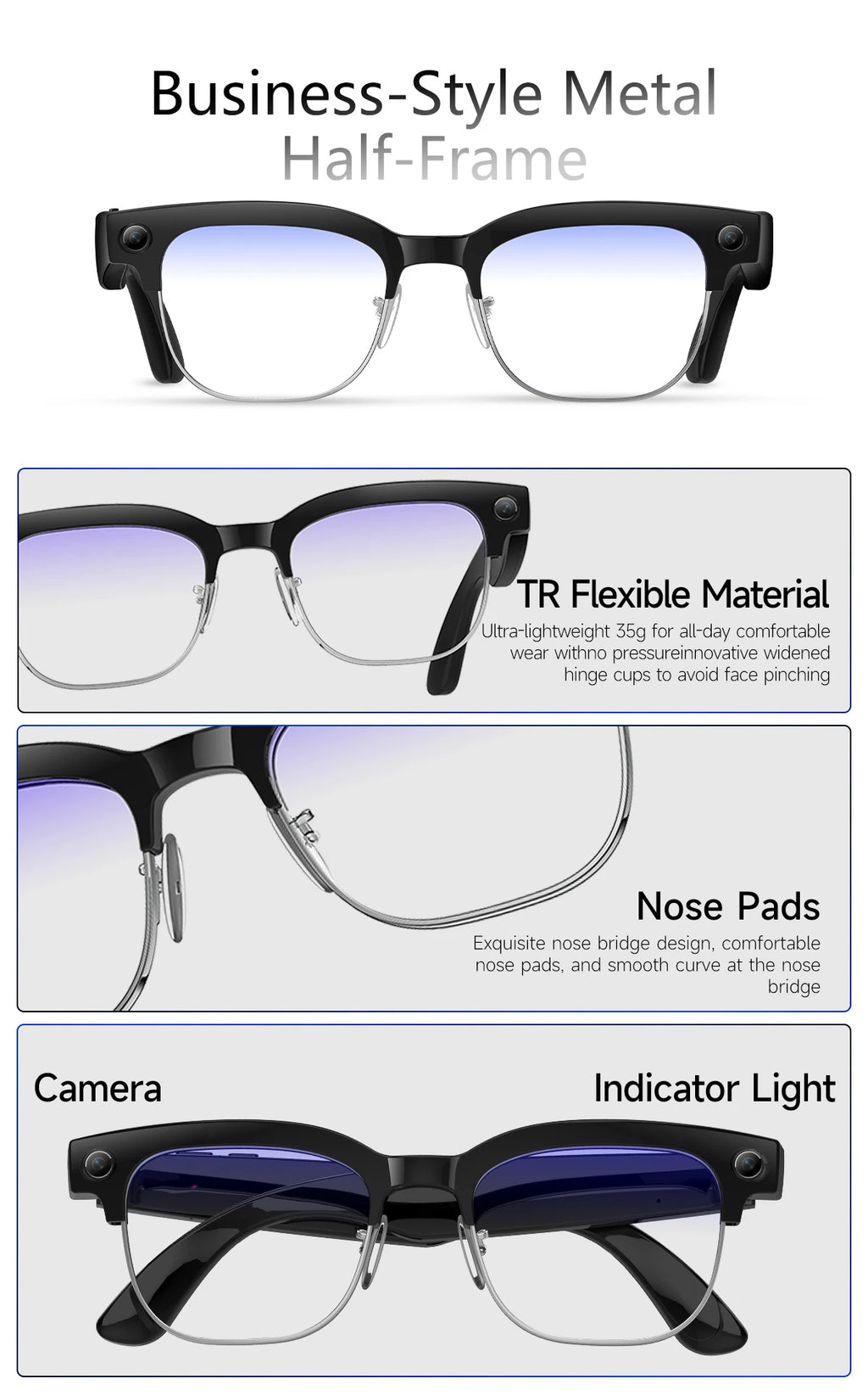 2026 Smart AI Glasses 4K HD 800W Camera 32GB Memory 140+ Translation ChatGPT Music Play Photos &Video Shoot Sunglasses Men Women