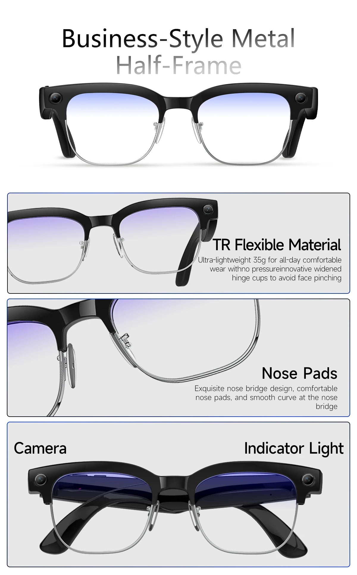 2026 Smart AI Glasses 4K HD 800W Camera 32GB Memory 140+ Translation ChatGPT Music Play Photos &Video Shoot Sunglasses Men Women