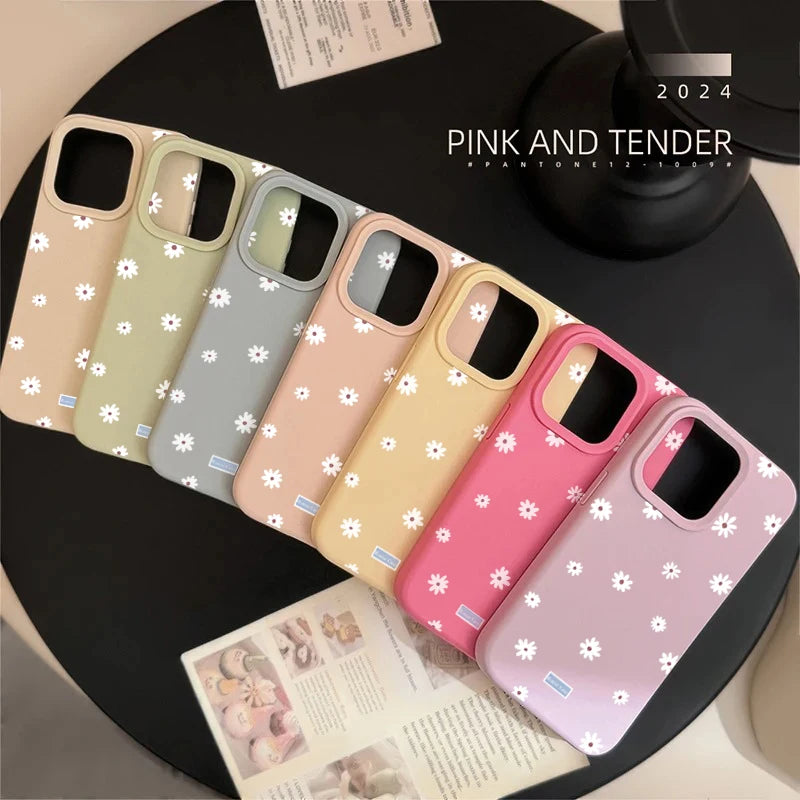 Cute Style Daisy Small Flower Phone Case For iPhone 11 12 13 14 15 16 17 Pro Max 16 Plus Shockproof Bumper Soft Silicone Cover