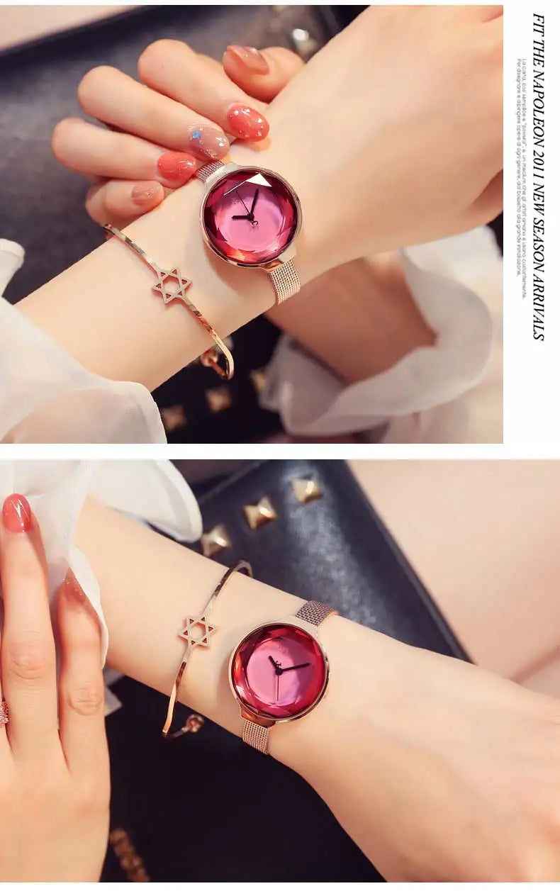 Top Women's Watch Japan Quartz Hours Fine Fashion Woman Clock Bracelet Stainless Steel Simple Birthday Girl's Gift Julius Box