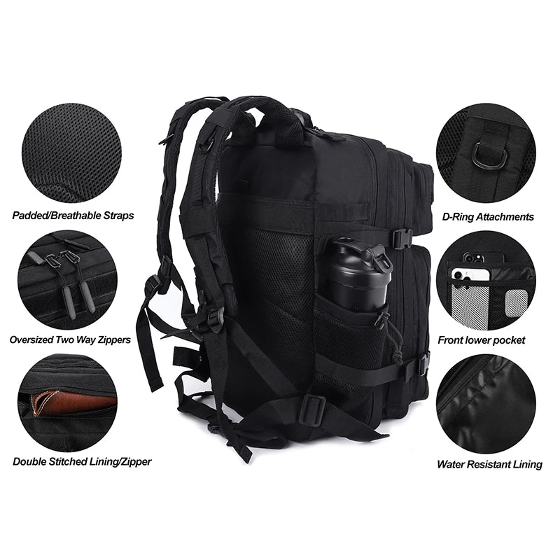 45L Meal Management Backpack for Men Women Tactical Adults Insulated Lunch Athletes Gym Bag Sports Daypacks With Bottle Holder