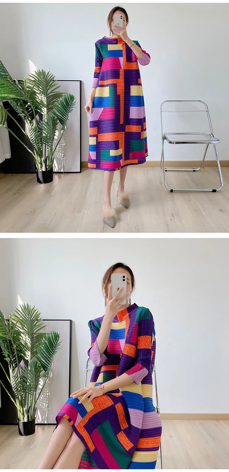 Fashionable women's dress, new spring/summer style, European and American style, youthful, plus size, slimming pleated skirt