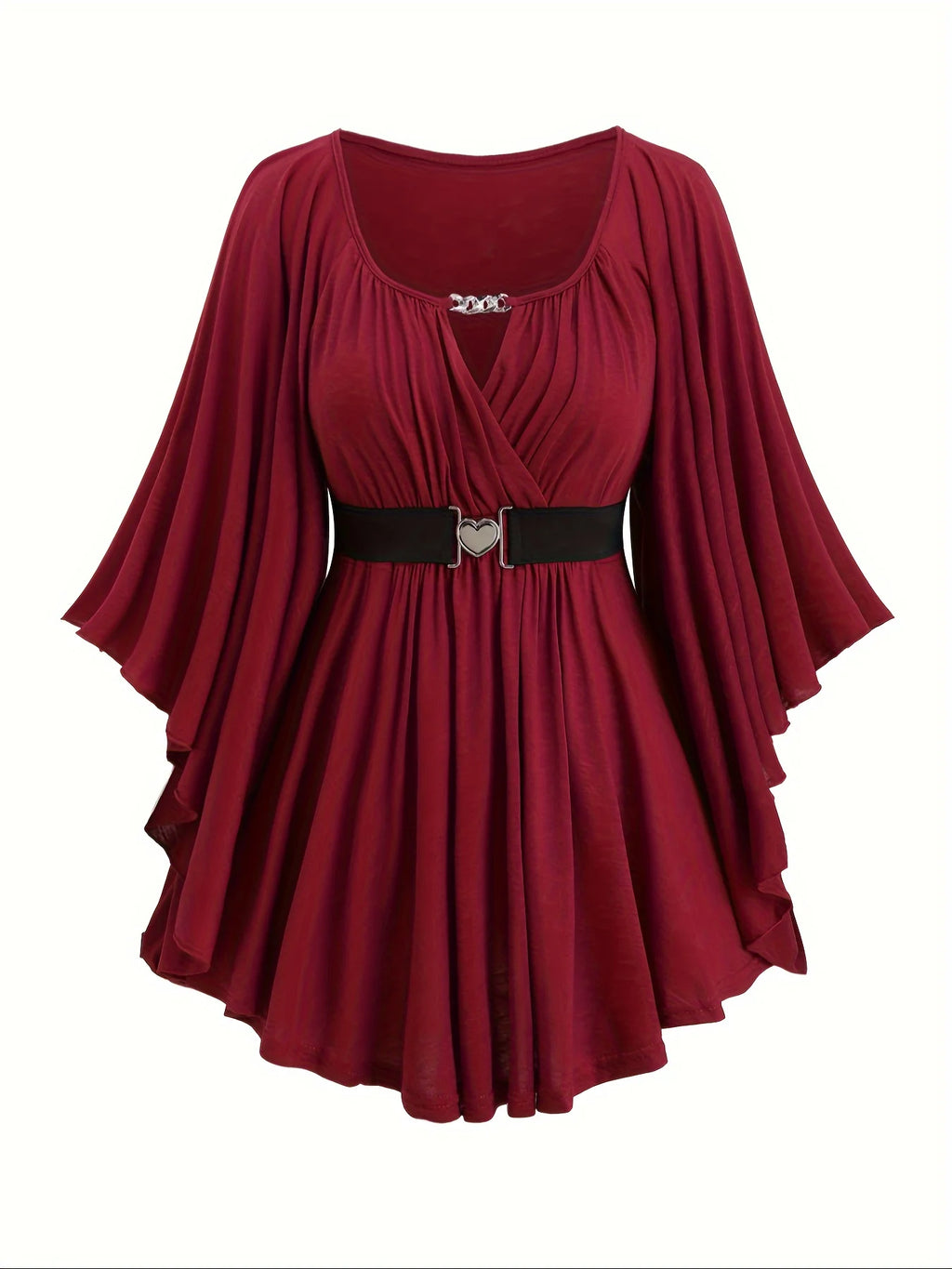 New Autumn and Winter European and American Fashion Women's Clothing, Oversized with an Irregular Hem, Solid Color, Heart-Shaped