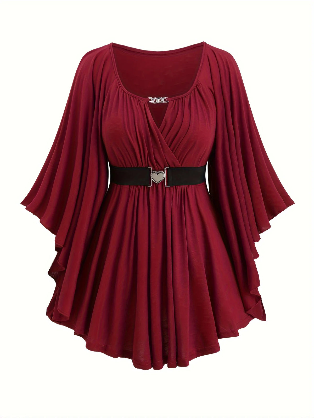 New Autumn and Winter European and American Fashion Women's Clothing, Oversized with an Irregular Hem, Solid Color, Heart-Shaped