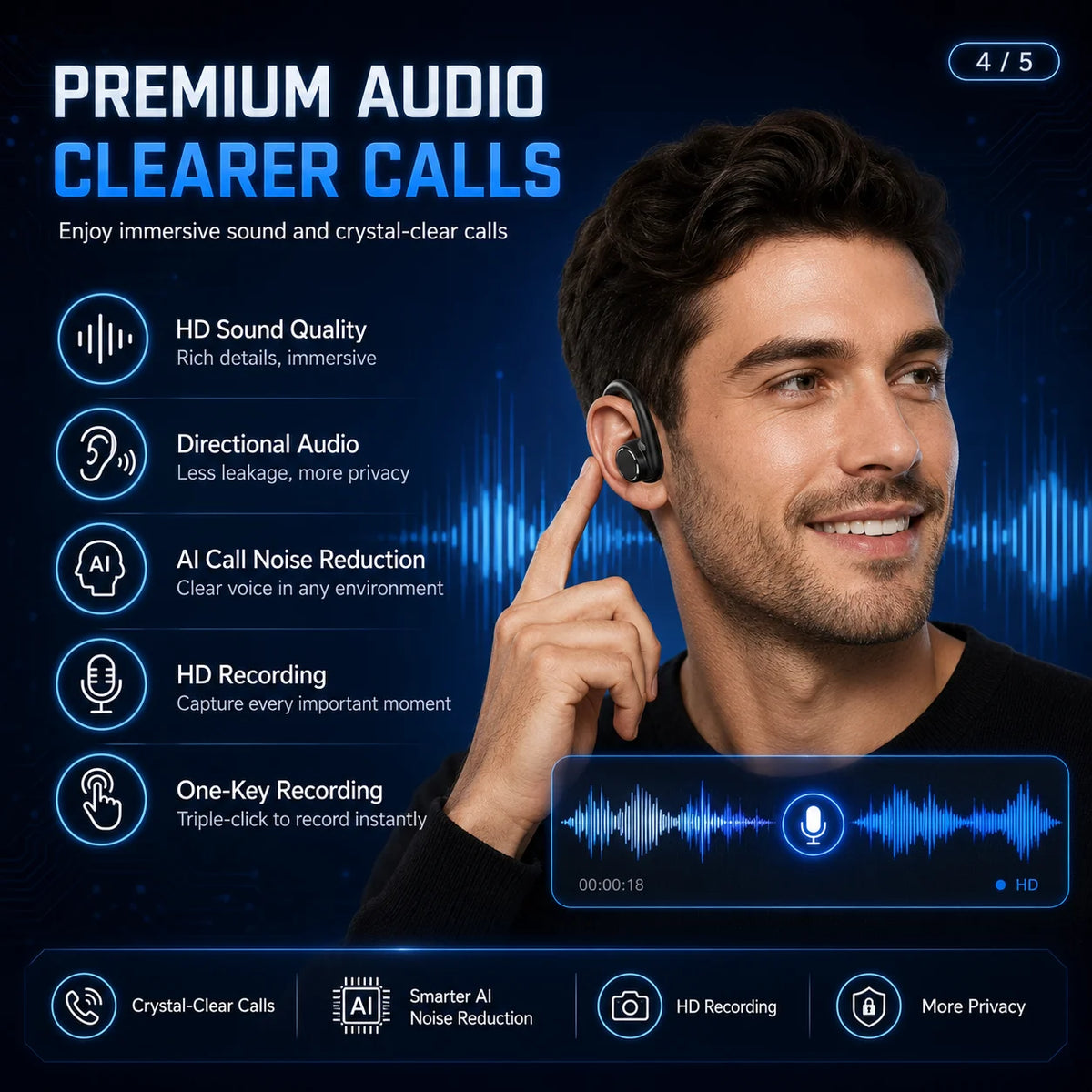 2026 AI Camera Headphones 8MP HD Photos 1080P Stabilized Video Real-Time Translation Voice Recording Bluetooth Calls Headphones