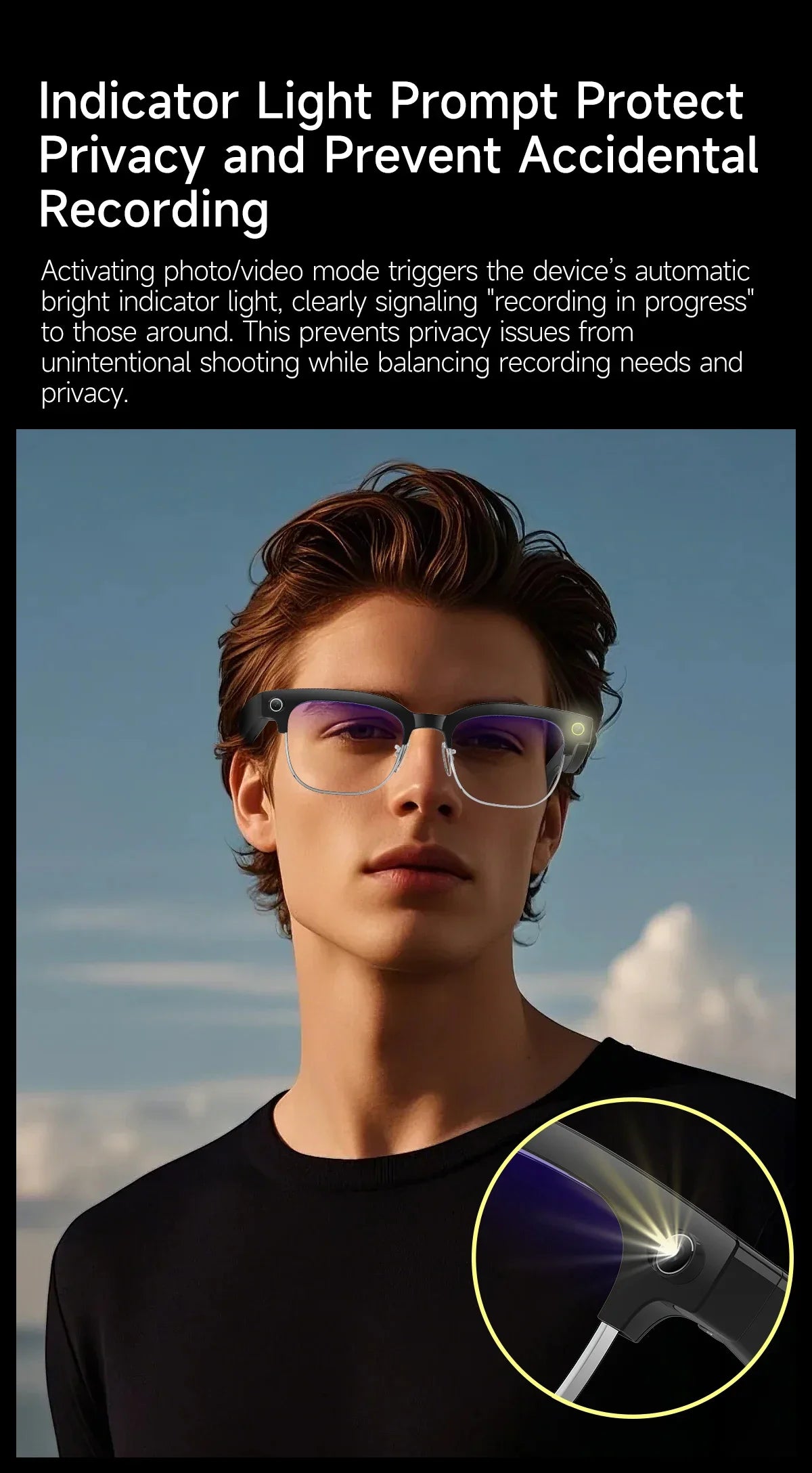 2026 New Smart Glasses with AI Intelligent Q&A Photography Recording Intelligent Translation 800W Camera Bluetooth Smart Glasses
