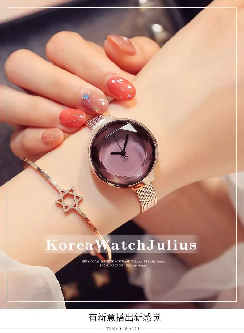 Top Women's Watch Japan Quartz Hours Fine Fashion Woman Clock Bracelet Stainless Steel Simple Birthday Girl's Gift Julius Box