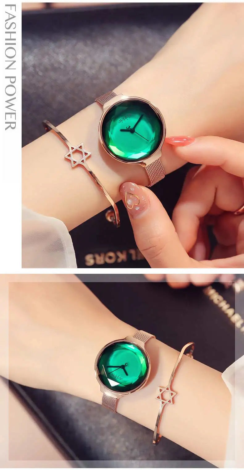 Top Women's Watch Japan Quartz Hours Fine Fashion Woman Clock Bracelet Stainless Steel Simple Birthday Girl's Gift Julius Box