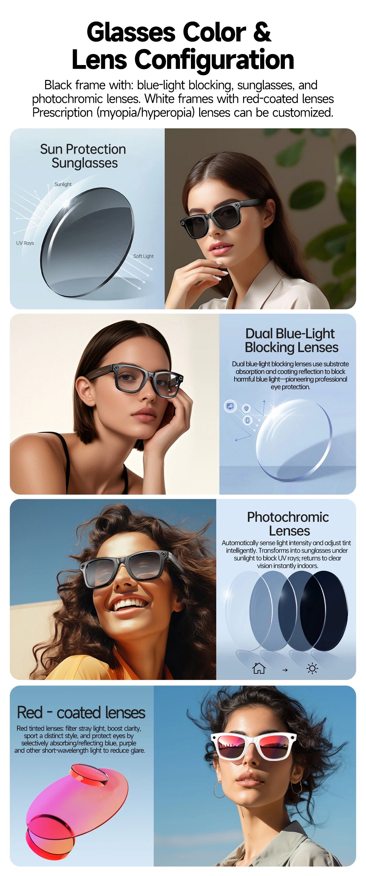 AI Smart Glasses with 8MP Camera Video Recording 100+ Languages Translation Sunglasses Bluetooth Call Music Play Men Women 2026