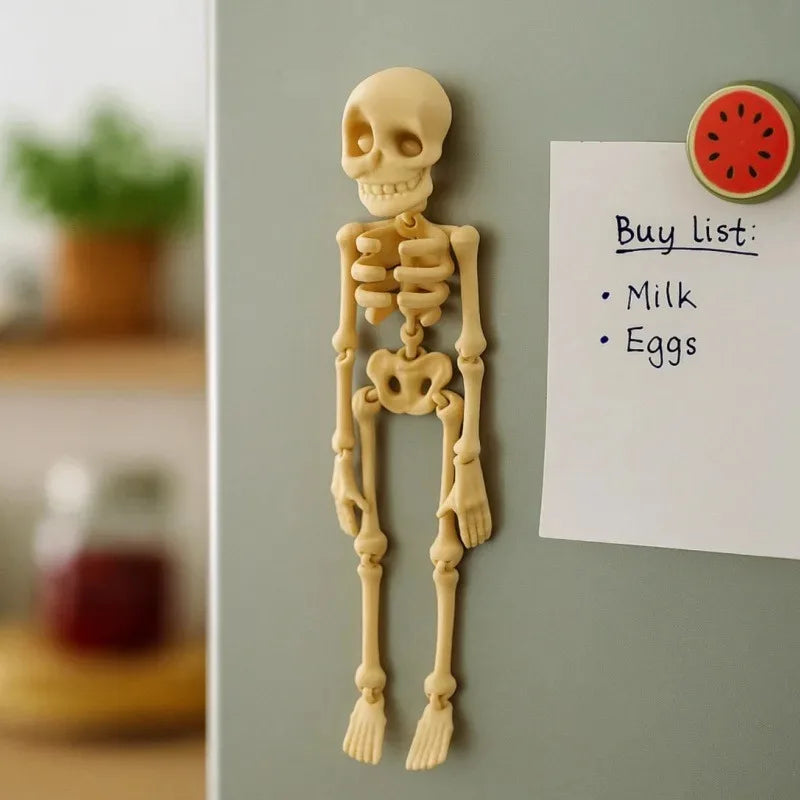 Halloween Fridge Magnets 3D Poseable Skeleton Magnet Movable Joints Refrigerator Decoration Creative DIY Ornament Halloween Gift