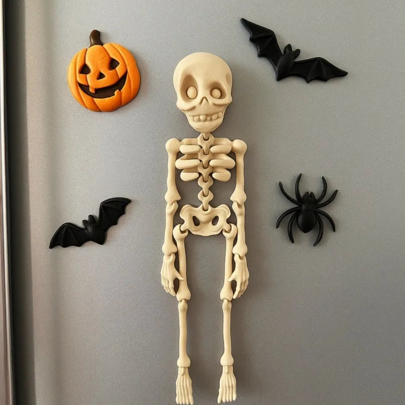 Magnetic Poseable Skull Fridge Magnet Funny Halloween Gift Kitchen Dining Decor Home Accessory Quirky Decor Spooky Novelty