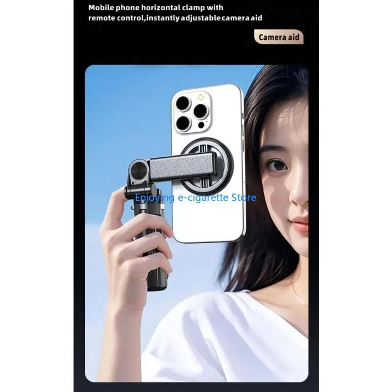 Phone Stand for Smartphones, Foldable 4-Leg Support with Extendable Arm and Moving Holder for Group Photos, Travel Video, and