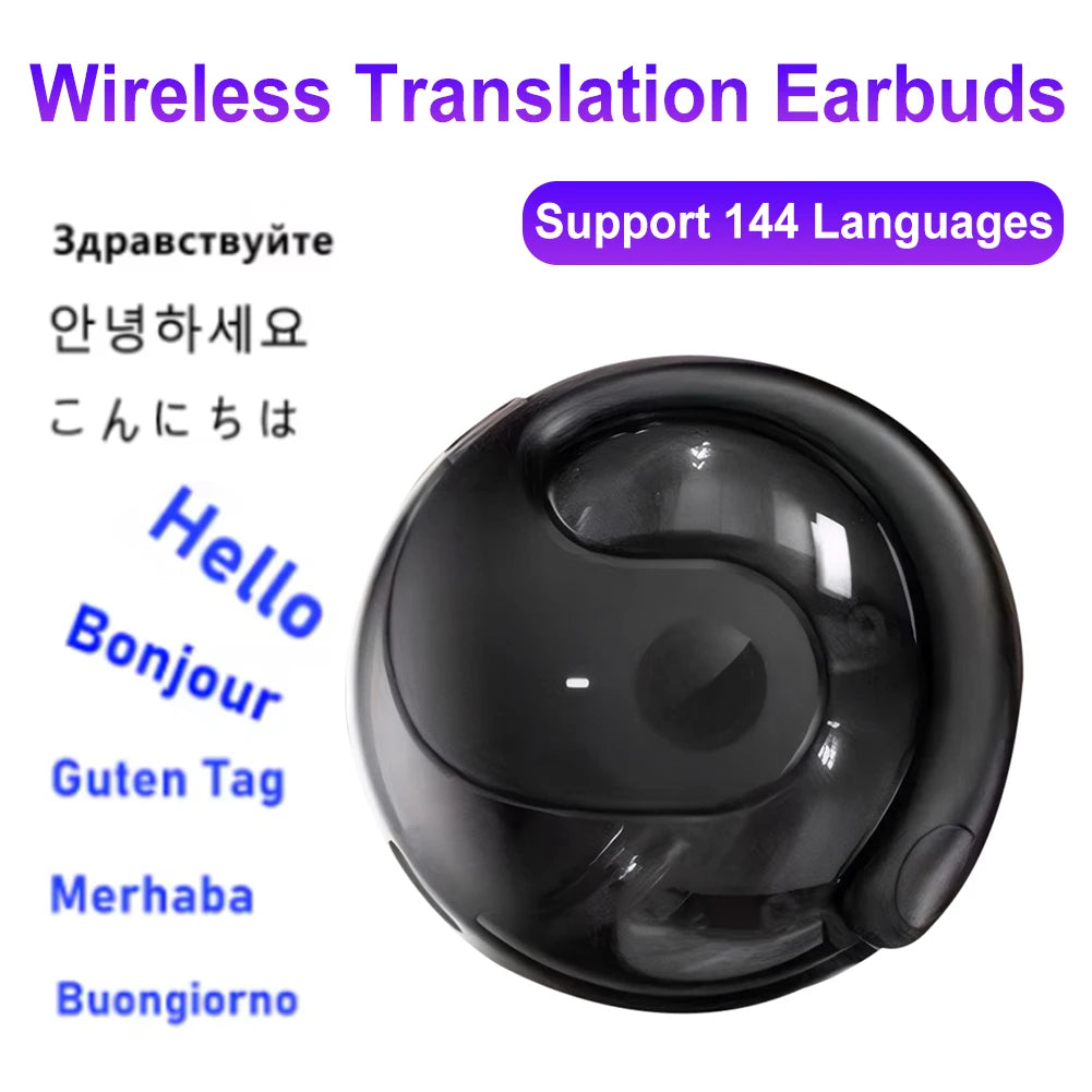 Wireless BT AI Real-time Language Translation Earphones 144 Languages Smart Voice Translator Ideal for Travel and Business