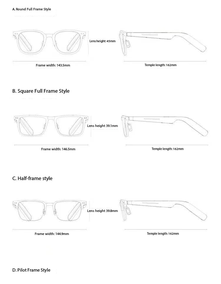 Original Xiaomi Mijia Smart Audio Glasses Open Ear Bluetooth Headphones Wireless Stereo Music & Hands-Free Calling Smart Glasses