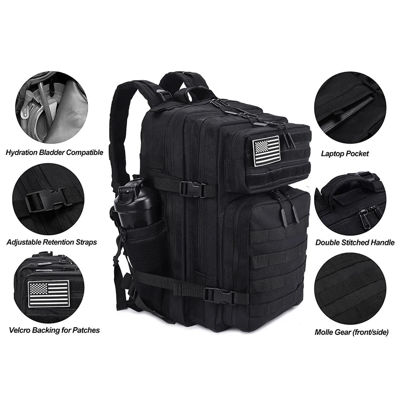 45L Meal Management Backpack for Men Women Tactical Adults Insulated Lunch Athletes Gym Bag Sports Daypacks With Bottle Holder
