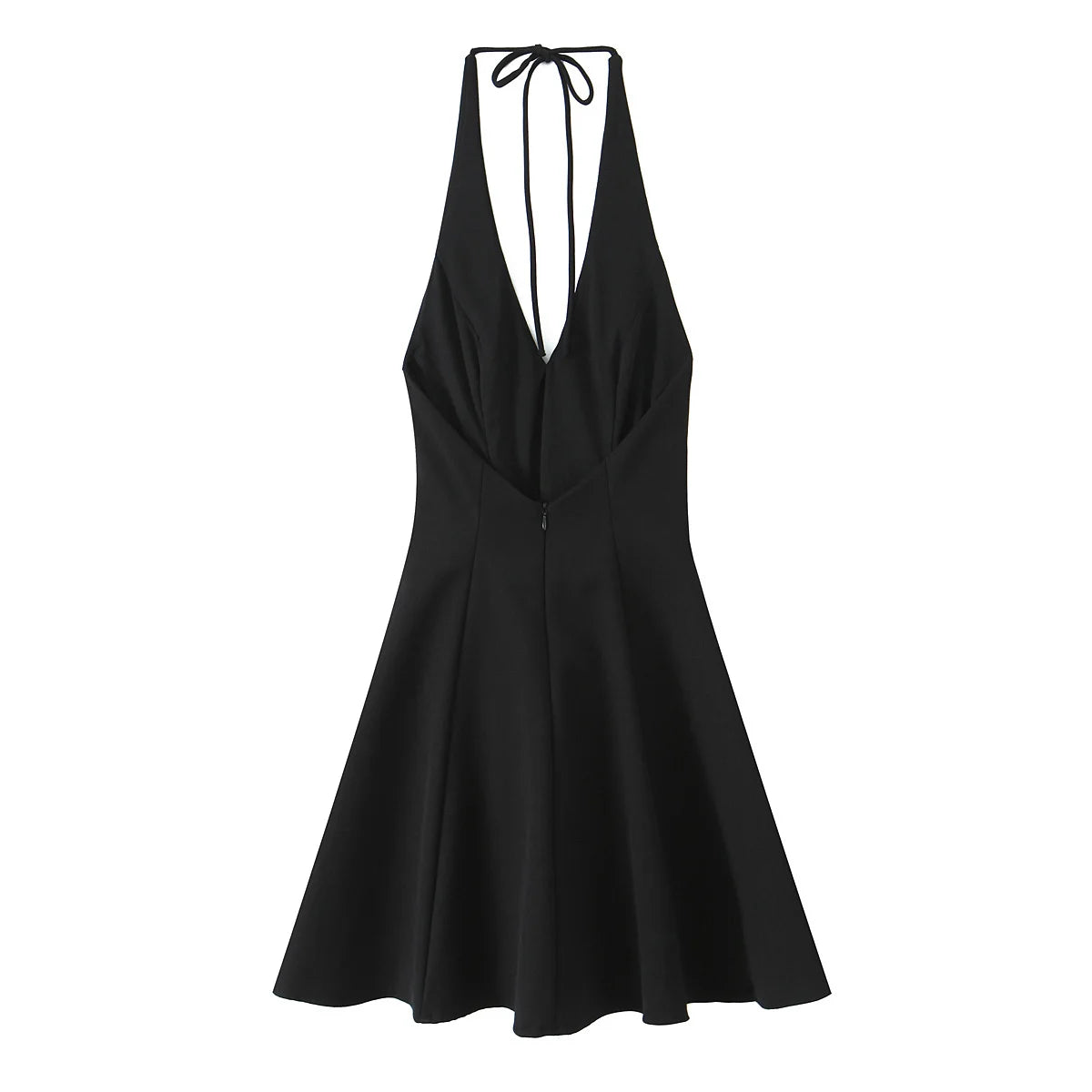 HH Women Summer Sexy V-Neck Sleeveless Backless Party Dress New Fashion Woman Solid Rear Zipper Pleated Short Dress Mujer