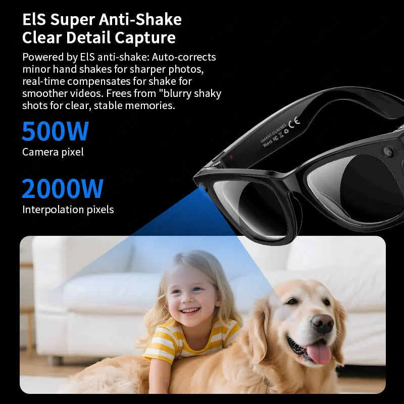 AI 5 Million Pixels Smart Glasses Recording Videos Photo Recognition Answer Translation 290mAh IP66 Waterproof Bluetooth Glasses