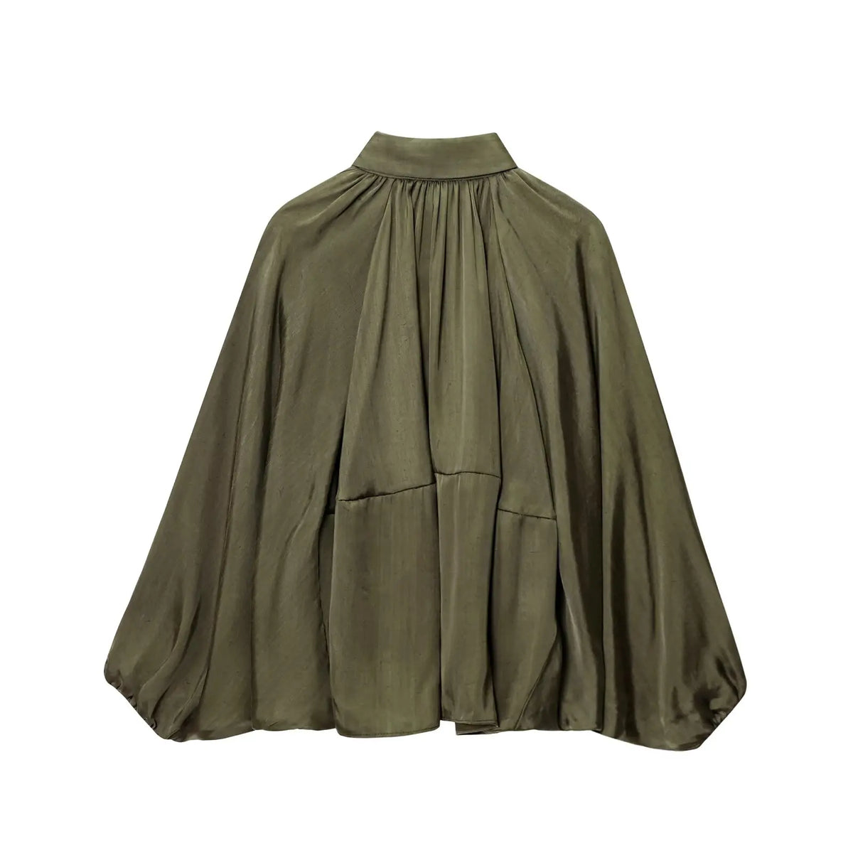 HH 2025 Fashion Woman Casual Zipper Design Solid Coat Spring Women Lapel Bat Sleeve Pleated Design Loose Jacket Top Mujer