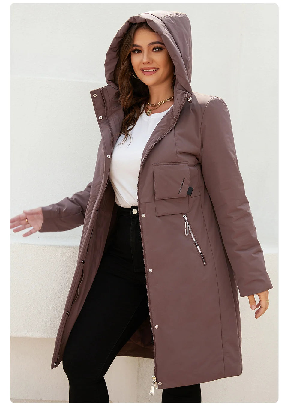 GASMAN women's jacket spring 2022 long Fashion Woman coat hooded waistline casual Outwear Brand High-Quality lady parkas 8293