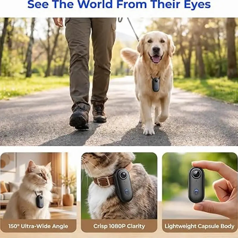 Pet Cameras 1080P HD Dog Cat Pet Camera Wireless Collar Camera With WiFi Needed Video Records for Cats Dogs Birthday Gift