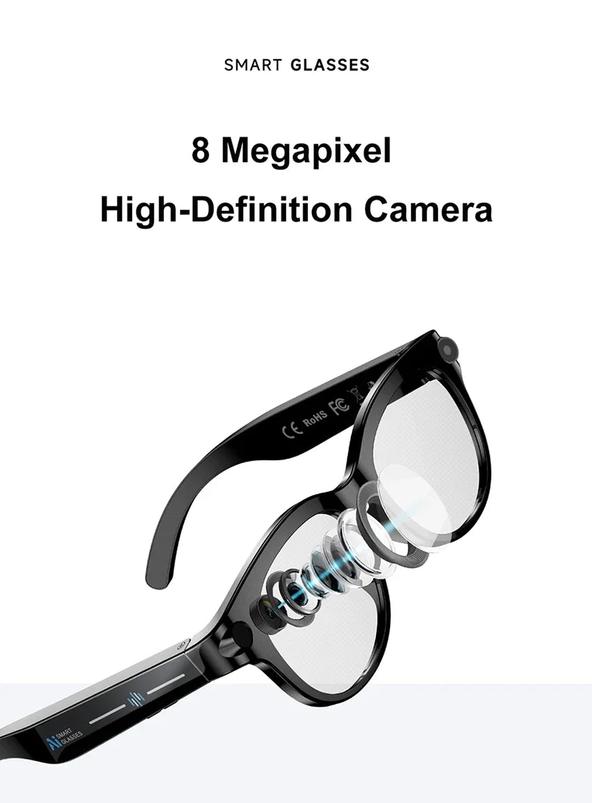 AI Smart Glasses 800W Shooting Camera HD Photo Video Voice Call Translation Waterproof Bluetooth AI Motorcycle Glasses