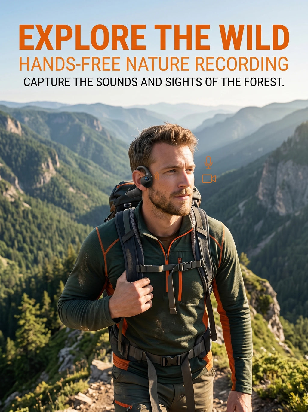 AI Camera Headphones 8MP HD Recording Smart AI Translation Ear Hanging Air Conduction Earphones Bluetooth Outdoor Cycling Record