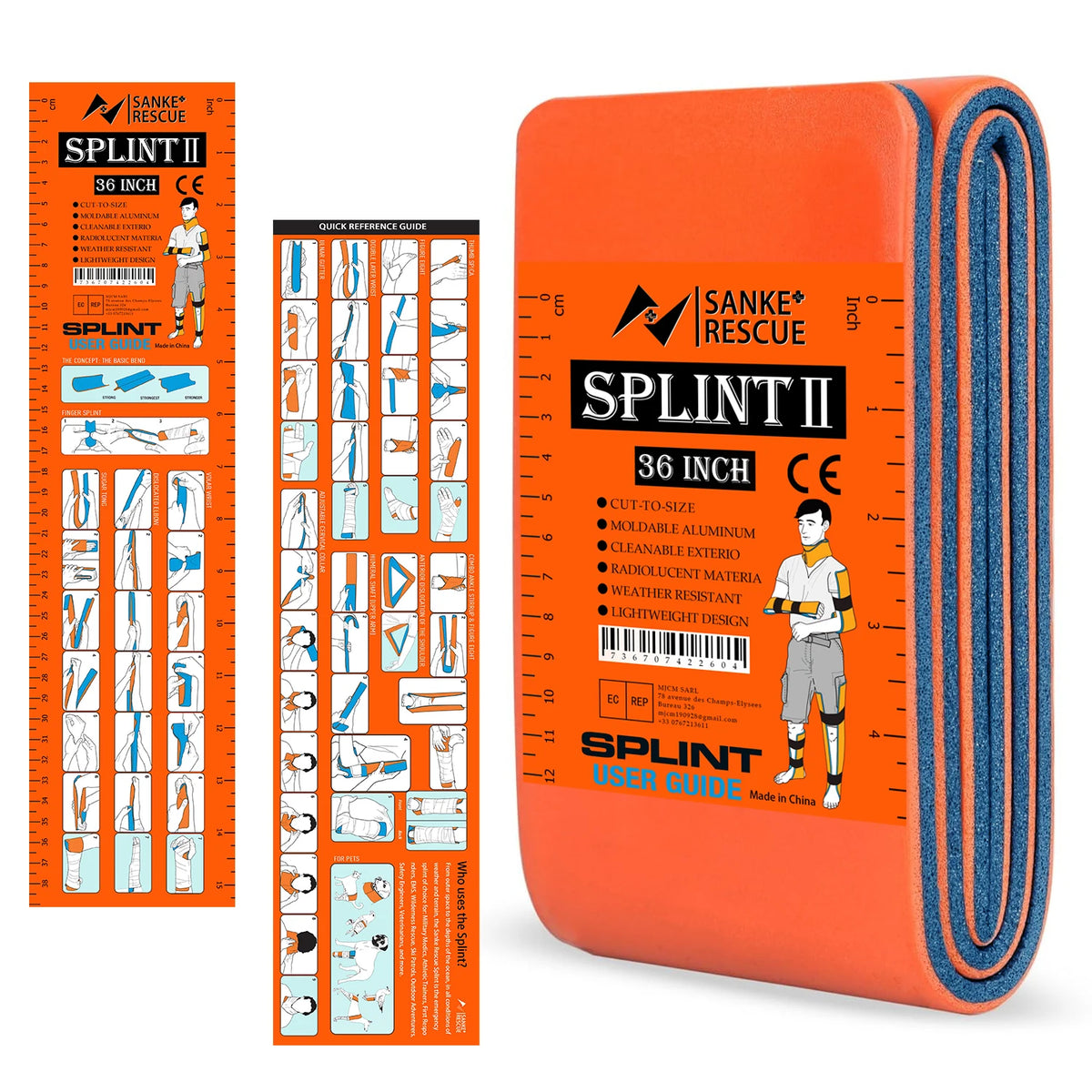 First Aid Splint 36/18'X4.3' SANKE RESCUE Wrist Thumb Support Brace Tendonitis Arthritis Ifak Protector Guard Right Left Hand