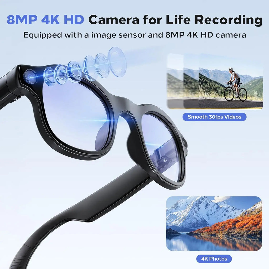 2026New AI Smart Glasses 3Lens 13MP Camera 4K Video Recording 100+ AI Languages Translation Sunglasses Bluetooth Call Music Play