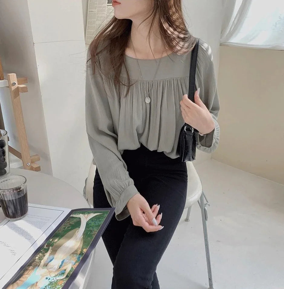 Simple White Shirts & Blouses For Women Crop Japanese Harajuku Fashion Woman Top Offer High Quality Clothing Trend 2025 Novelty