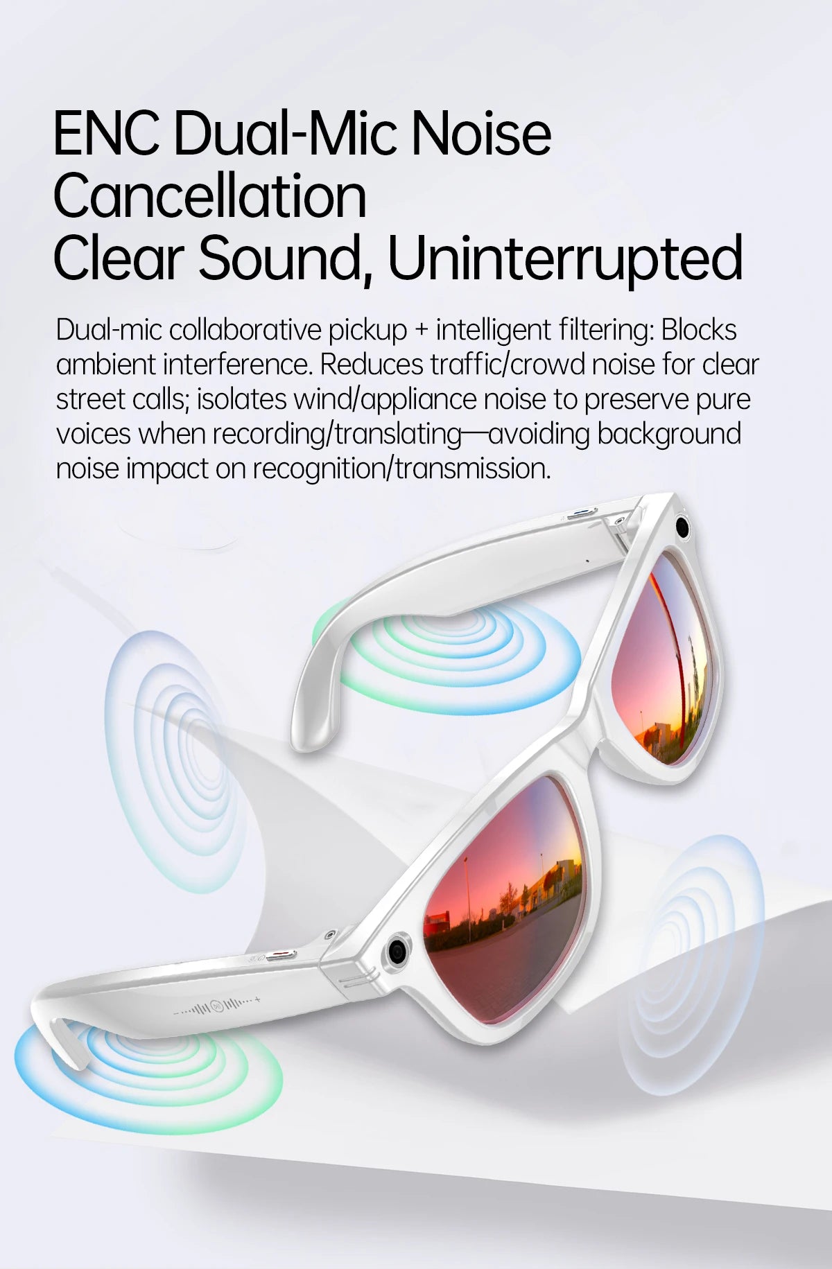 AI 5 Million Pixels Smart Glasses Recording Videos Photo Recognition Answer Translation 290mAh IP66 Waterproof Bluetooth Glasses